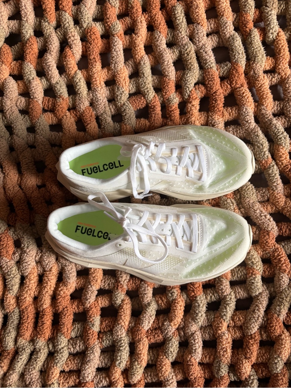 FuelCell White Athletic Sneakers with Lime Insoles
